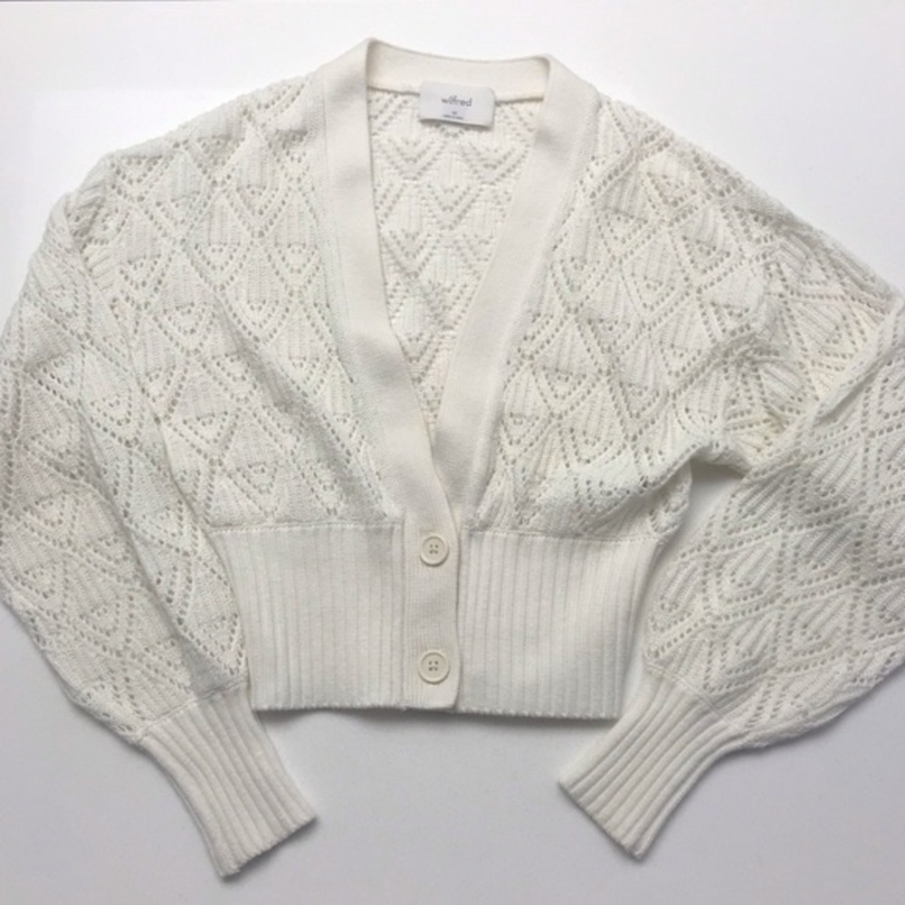 Aritzia Wilfred Thais Cardigan w/ Eyelets Ivory